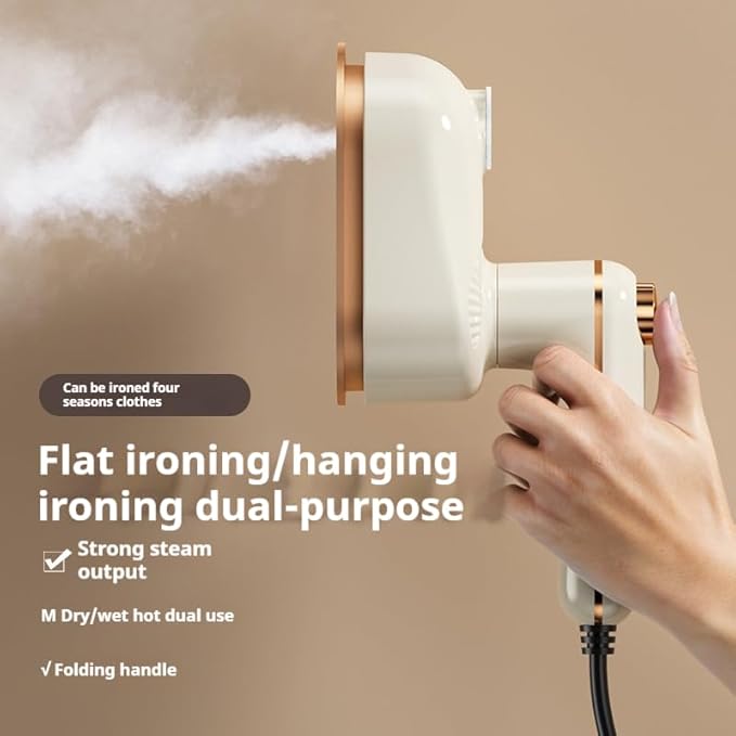 Portable Handheld Iron, Mini Handheld Steamer Iron for Clothes, 180°Rotatable Travel Garment Steamer, Mini Ironing Machine Support Dry & Wet Ironing for Home,Travel,Gifts travel steamer (white)