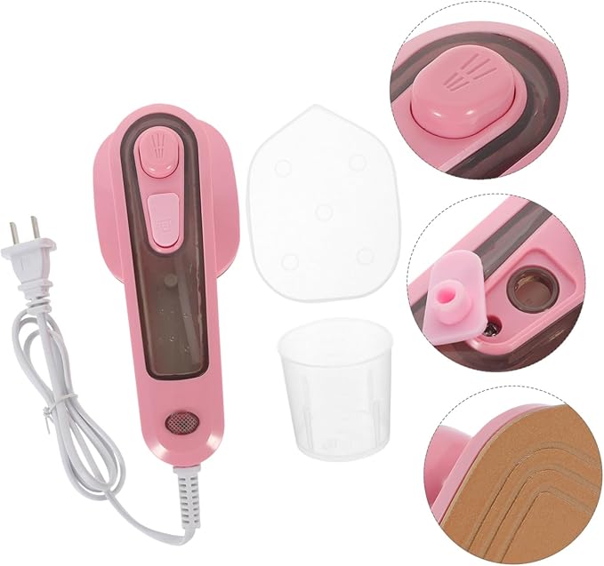 Mini Electric Steam Iron – Portable Handheld Iron for Travel & Home – Adjustable Heat, Dry/Wet Dual Use (Pink)