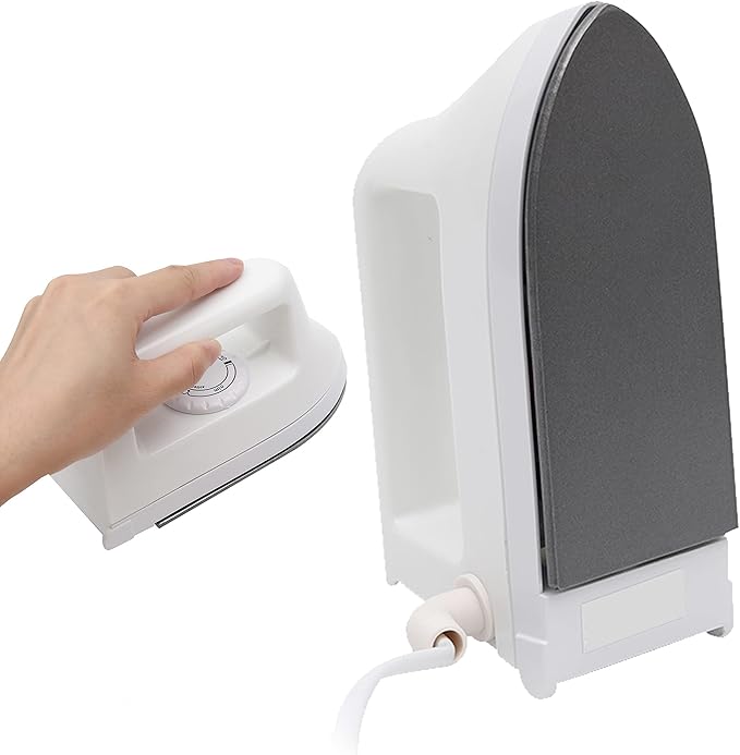 (White) 6.6 Inches x 2.67 Inches x 3.85 Inches Mini Heat Press Machine - Craft Iron for Perler Beads and DIY Vinyl Heat Transfer Shirts, Bags, and More - Perfect for Small and Narrow Areas