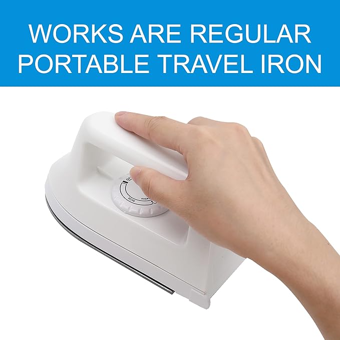 (White) 6.6 Inches x 2.67 Inches x 3.85 Inches Mini Heat Press Machine - Craft Iron for Perler Beads and DIY Vinyl Heat Transfer Shirts, Bags, and More - Perfect for Small and Narrow Areas