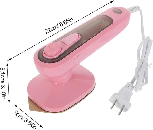 Mini Electric Steam Iron – Portable Handheld Iron for Travel & Home – Adjustable Heat, Dry/Wet Dual Use (Pink)