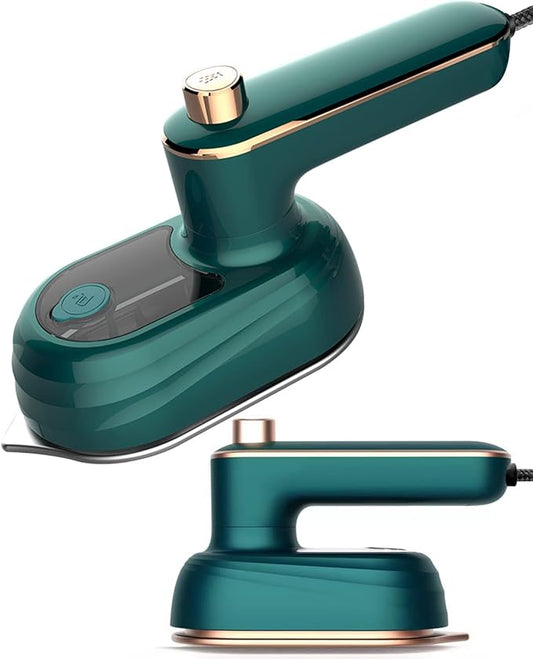 Professional Travel Iron for Clothes, Mini Ironing Machine Handheld Can Be Rotated 180 Degrees, Household Fast Heating Wired Small Electric Iron, Portable Heat Press Clothing Iron Machine (Green)