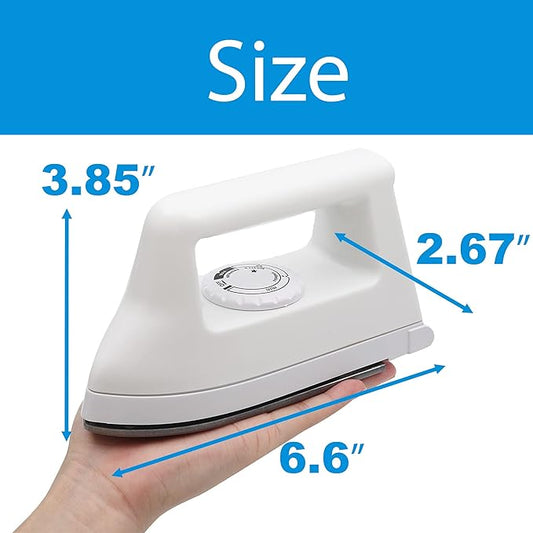 (White) 6.6 Inches x 2.67 Inches x 3.85 Inches Mini Heat Press Machine - Craft Iron for Perler Beads and DIY Vinyl Heat Transfer Shirts, Bags, and More - Perfect for Small and Narrow Areas