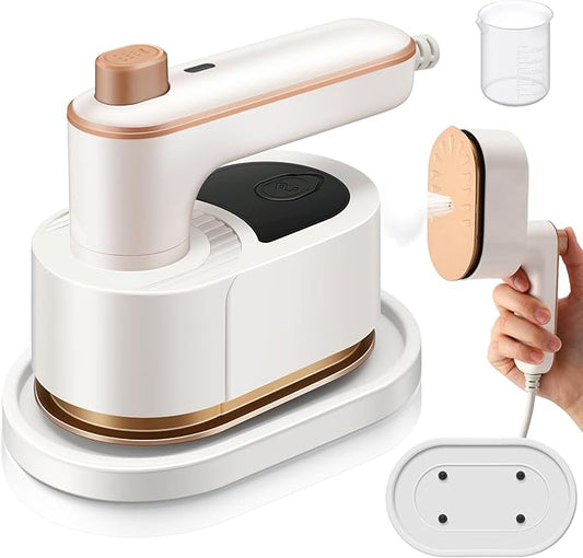 Portable Travel Mini Iron for Clothes 3 in 1 Travel Steamer 180° Rotating Handheld Iron Portable Small Size Machine for Dry and Wet for College Dorm(White)