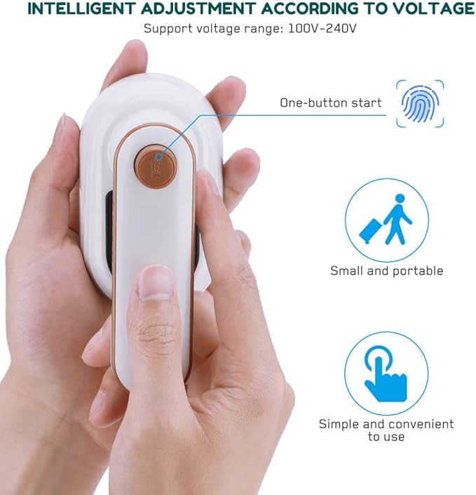 Portable Handheld Iron, Mini Handheld Steamer Iron for Clothes, 180°Rotatable Travel Garment Steamer, Mini Ironing Machine Support Dry & Wet Ironing for Home,Travel,Gifts (white)