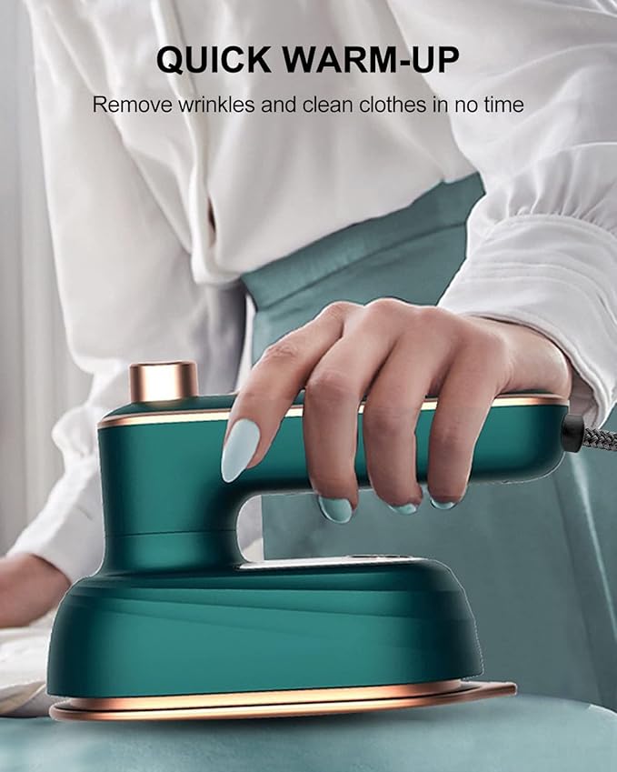 Professional Travel Iron for Clothes, Mini Ironing Machine Handheld Can Be Rotated 180 Degrees, Household Fast Heating Wired Small Electric Iron, Portable Heat Press Clothing Iron Machine (Green)