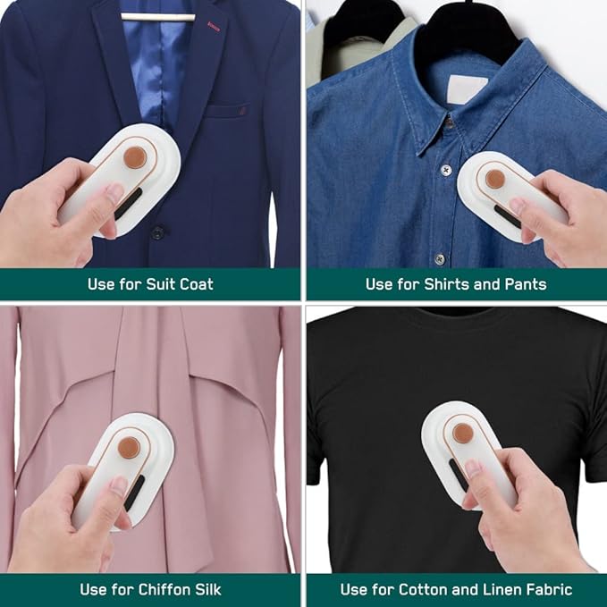 Portable Handheld Iron, Mini Handheld Steamer Iron for Clothes, 180°Rotatable Travel Garment Steamer, Mini Ironing Machine Support Dry & Wet Ironing for Home,Travel,Gifts (white)