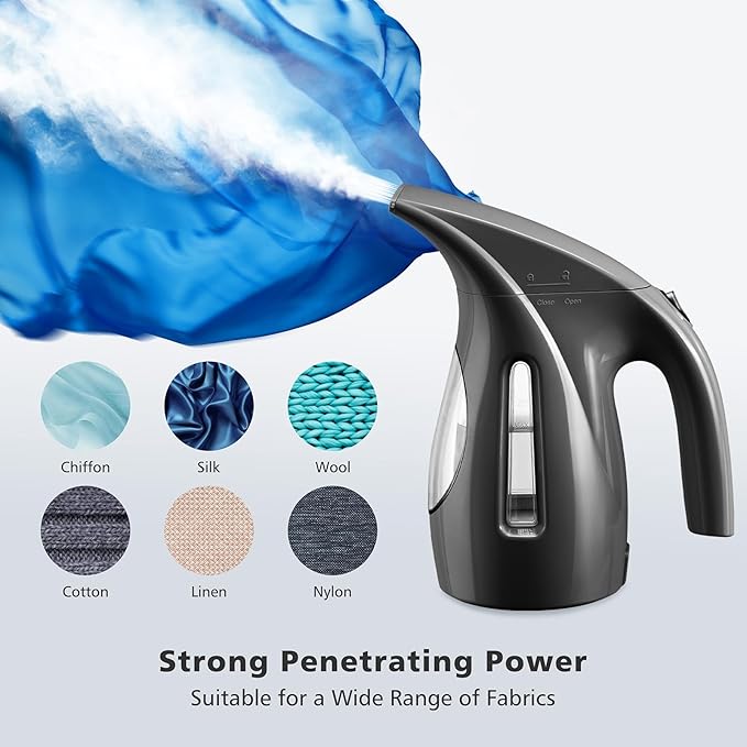 Steamer for Clothes, Portable Handheld Design, 240ml Big Capacity, 700W, Strong Penetrating Steam, Removes Wrinkle, for Home, Office(ONLY FOR 120V)-Black