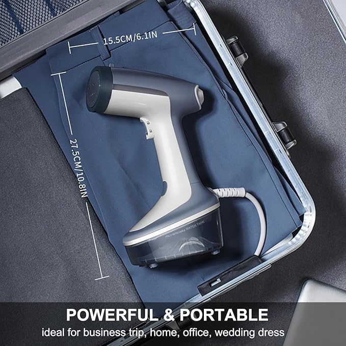 Steamer for Clothes, 2 Modes Steam Iron Garment & Fabric Wrinkle Remover, 30-Second Fast Heat Up, 300ml Detachable Water Tank, 25 Minutes Continuous Steam for Home, Office and Travel
