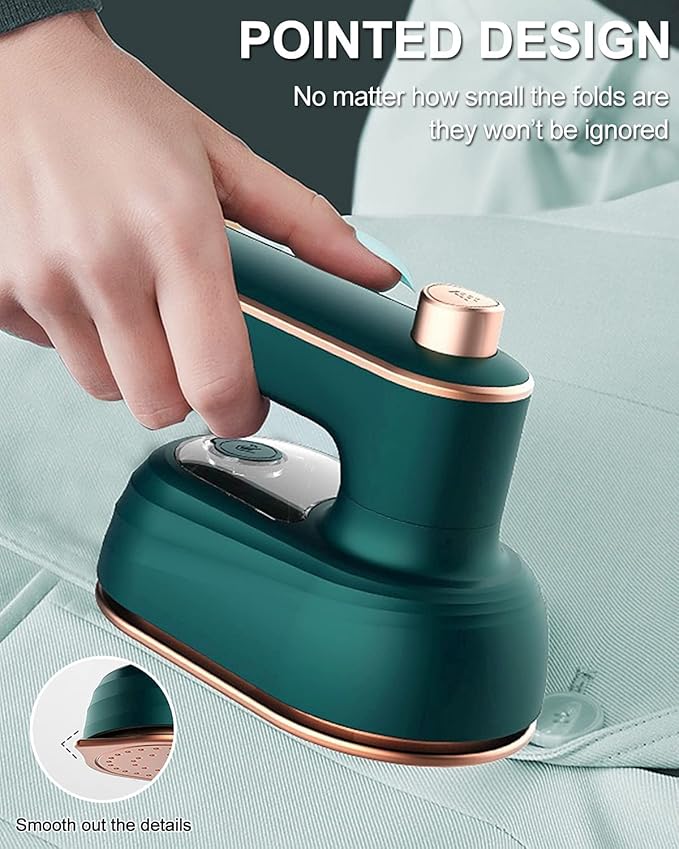 Professional Travel Iron for Clothes, Mini Ironing Machine Handheld Can Be Rotated 180 Degrees, Household Fast Heating Wired Small Electric Iron, Portable Heat Press Clothing Iron Machine (Green)
