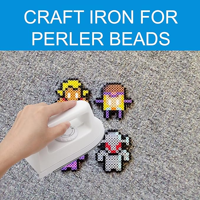 (White) 6.6 Inches x 2.67 Inches x 3.85 Inches Mini Heat Press Machine - Craft Iron for Perler Beads and DIY Vinyl Heat Transfer Shirts, Bags, and More - Perfect for Small and Narrow Areas